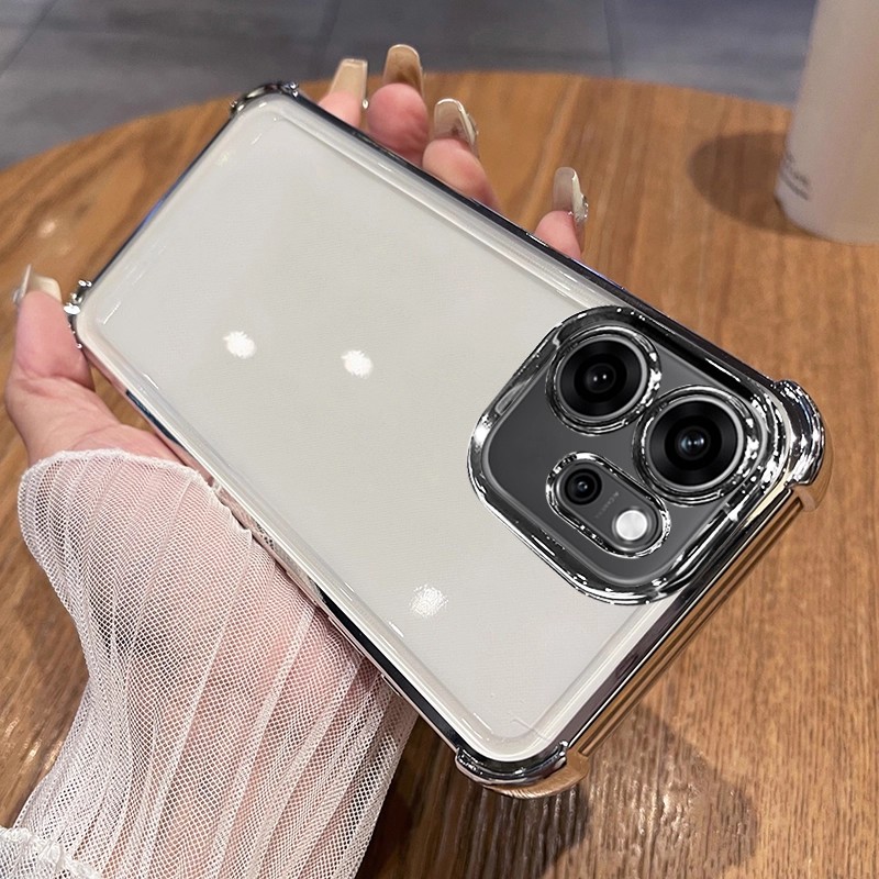 适用OPPO Reno15PRO 5G手机壳四角气囊电镀透明新款保护套reno15pro个性创意男女外壳PLV110防摔硅胶全包软边