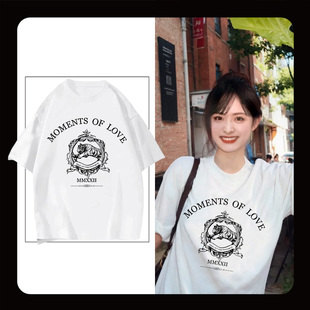 日本GP沈月明星同款快乐的大人新款上衣白色宽松短袖t恤女夏