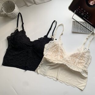 龙心蕾丝吊带内搭叠穿小胸聚拢内衣女纯欲可外穿带胸垫打底背心