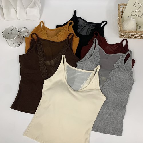 氛围ins蕾丝美背吊带女自带胸垫