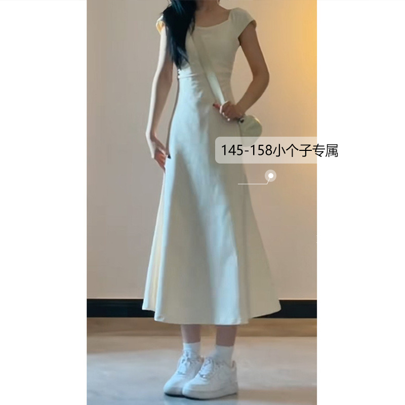 一米五小个子连衣裙女夏季新款奶甜系法式中长款鱼尾裙xs日常长裙