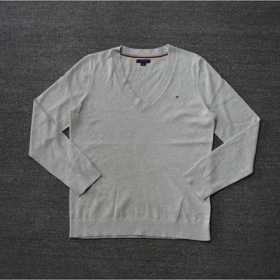 欧单 男款纯棉大v领针织衫薄款长袖毛衣打底衫