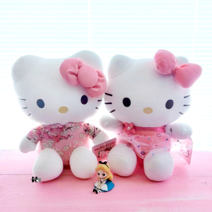 三丽鸥正版 HelloKitty樱花粉色旗袍毛绒玩偶可爱KT凯蒂猫公仔娃娃