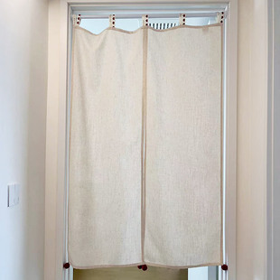 草原果ins吊带入户风水帘 房门帘遮挡帘半帘短帘亚麻隔断帘免打孔