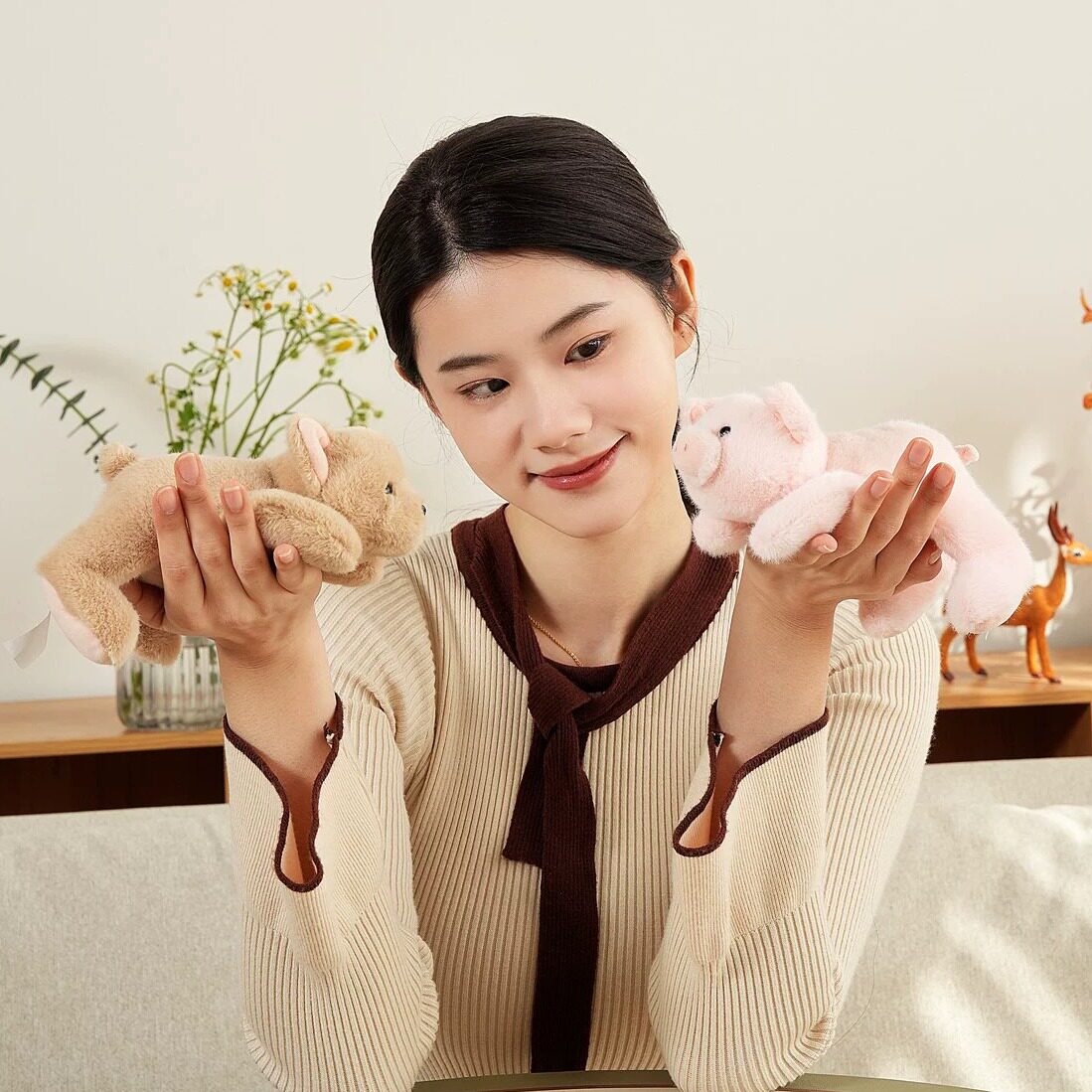 穿越龙趴肩兔子公仔小熊