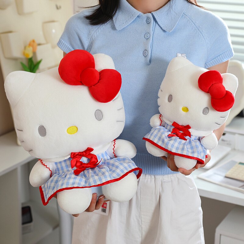 正版凯蒂猫毛绒公仔蝴蝶结摆件