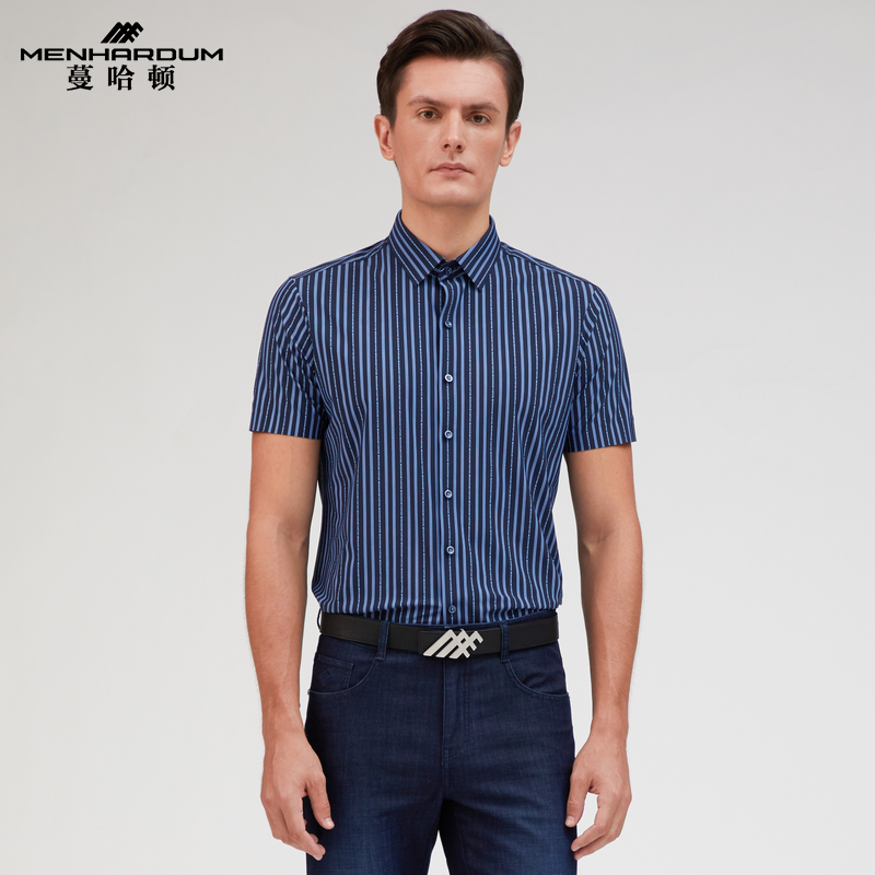蔓哈顿针织短袖衬衫男