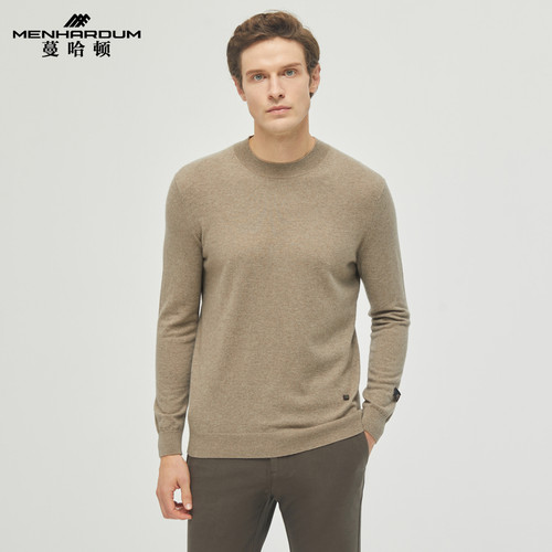 MENHARDUM/蔓哈顿冬季新品山羊绒毛衣圆领套头保暖高品质羊绒衫男
