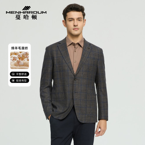 MENHARDUM/蔓哈顿秋冬新品绵羊毛山羊绒西装平驳领两粒扣西服B版