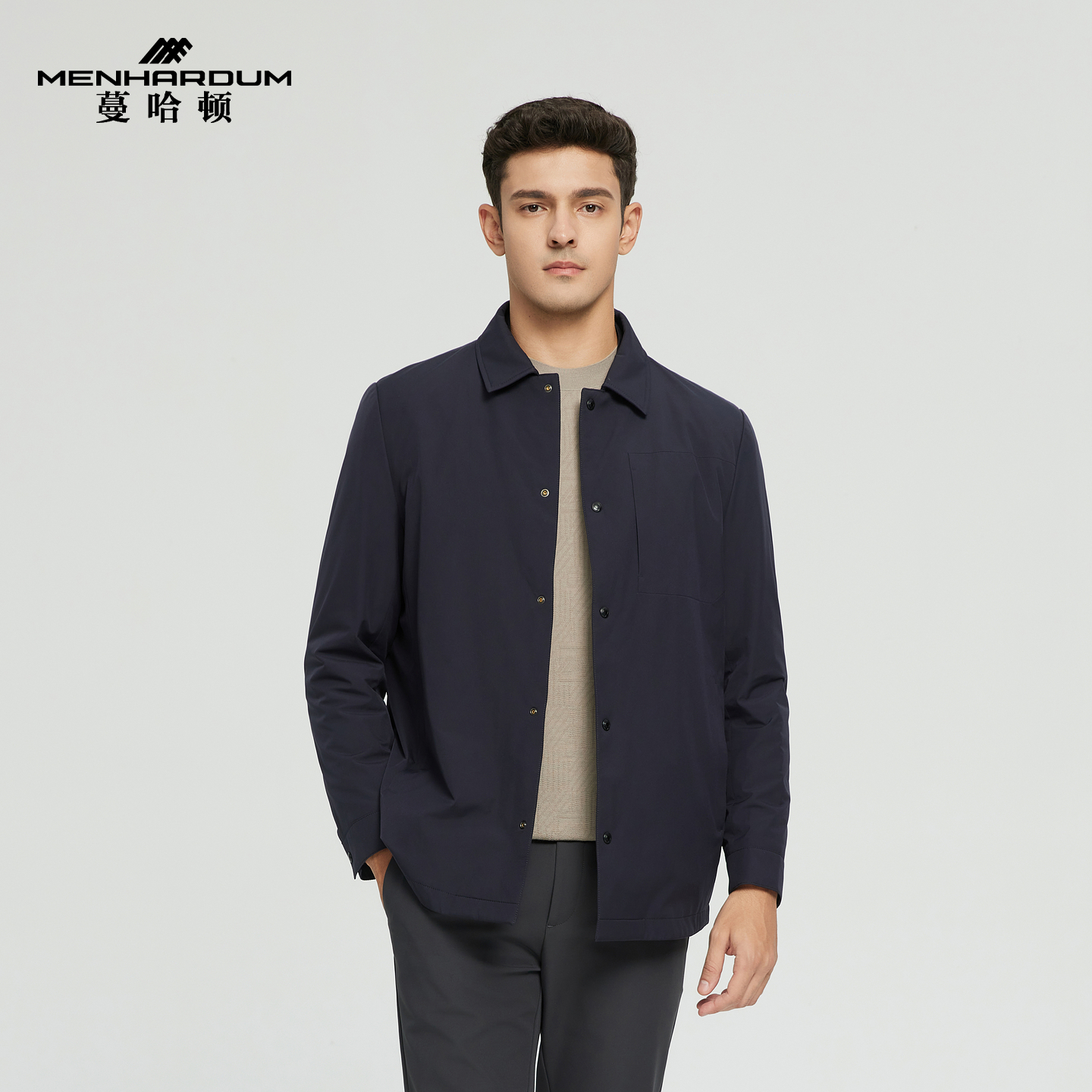 MENHARDUM/蔓哈顿冬季新品商务男装翻领单排扣兔毛皮内胆尼克服