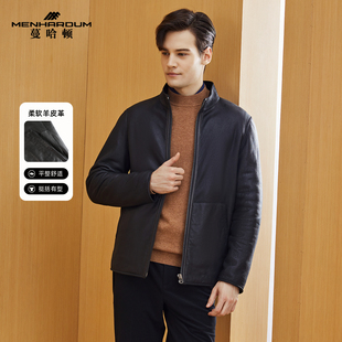 高端商务男装 新品 立领皮衣双面穿真皮外套男 蔓哈顿冬季 MENHARDUM