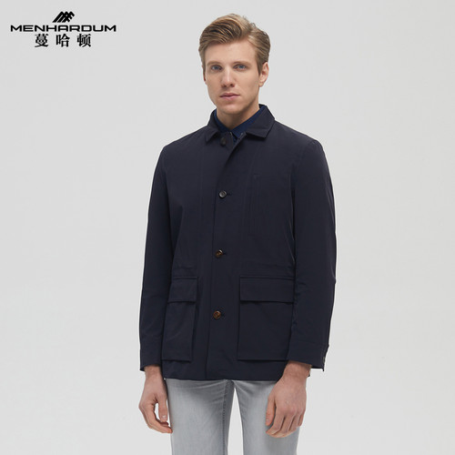 翻领大口袋夹克中年派克服