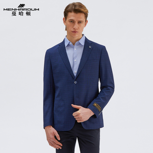 绵羊毛西装 新品 平驳领两粒扣单西西服外套男 蔓哈顿春装 MENHARDUM