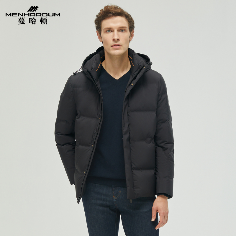 MENHARDUM/蔓哈顿冬季新品连帽鸭绒羽绒服厚实保暖舒适羽绒外套男