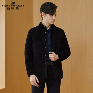 高端羊反绒外套白鹅绒填充男装 新品 羽绒皮衣 蔓哈顿冬季 MENHARDUM