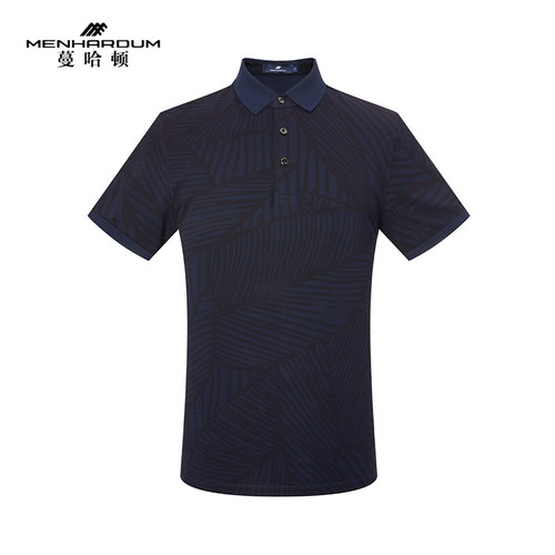 中年爸爸装翻领T恤男士上班纯棉短袖Polo衫潮