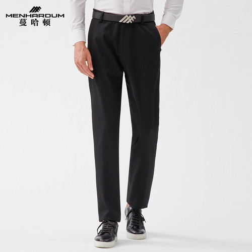 商务男士合体直筒小黑裤