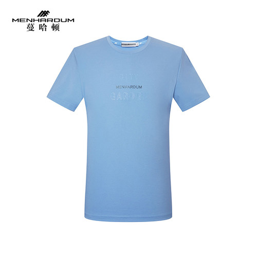 潮圆领套头青年纯色透气t恤衫