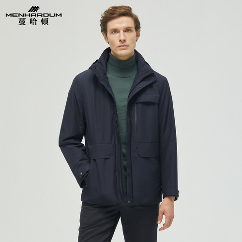 MENHARDUM/蔓哈顿秋冬新品纯色可脱卸帽棉服简约时尚挺括棉衣外套