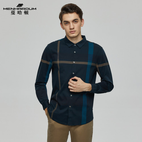 蔓哈顿男士撞色长袖T恤