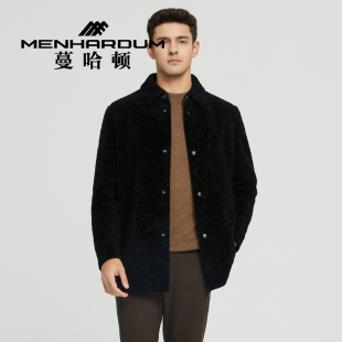 高端商务男装 新品 翻领羊毛皮外套毛皮上衣男 蔓哈顿冬季 MENHARDUM
