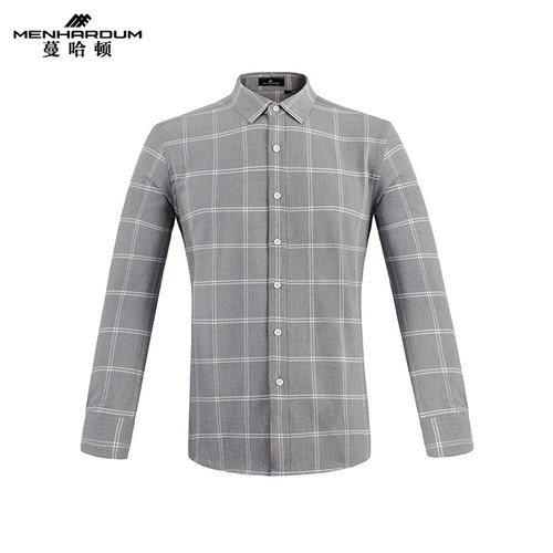 蔓哈顿时尚长袖衬衫男士格子衬衣