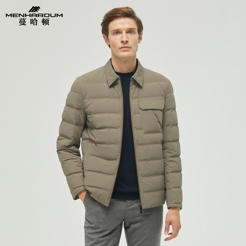 MENHARDUM/蔓哈顿冬季新品白鹅绒羽绒服中年翻领商务时尚羽绒外套