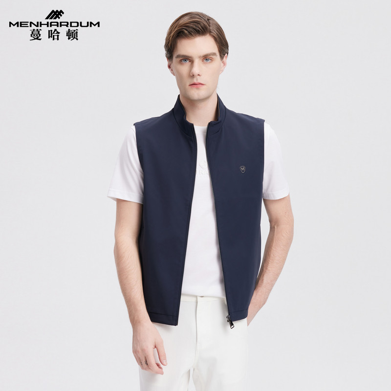MENHARDUM/蔓哈顿弹力舒适立领马甲顺滑舒适柔软撞色螺纹下摆马甲,男装,常规马甲,淘宝优惠券,粉丝福利购,淘宝优惠卷