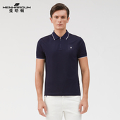 MENHARDUM 桑蚕丝混纺翻领T恤拉链半开领商务短袖 蔓哈顿夏季 新品