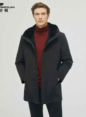 MENHARDUM/蔓哈顿冬季新品中长款高端尼克服连帽保暖白鹅绒外套男