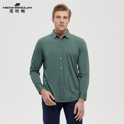 翻领开衫针织长袖T恤弹力舒适