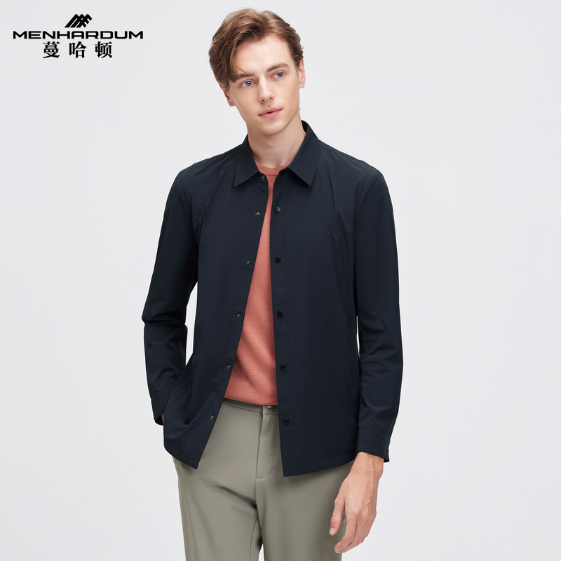MENHARDUM/蔓哈顿春装新品单排扣翻领夹克新商务高级感时尚外套男,男装,夹克,淘宝优惠券,粉丝福利购,淘宝优惠卷