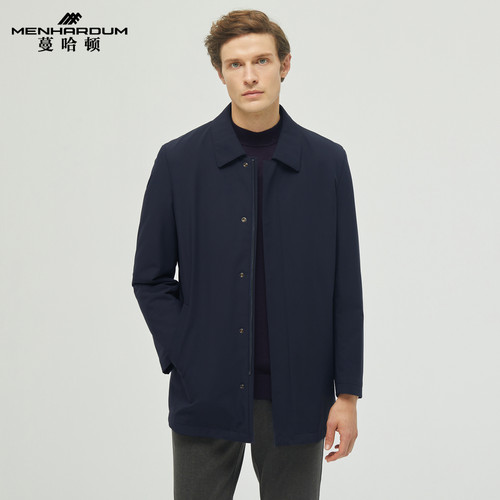 MENHARDUM/蔓哈顿冬季新品中长款翻领尼克服羊毛皮身里毛皮上衣男