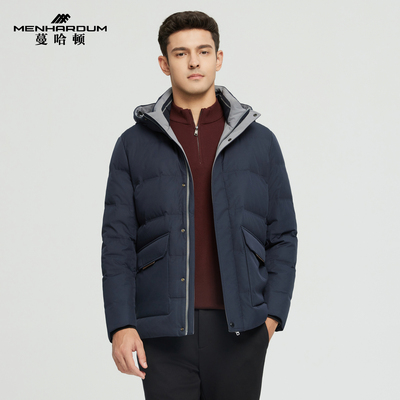 MENHARDUM/蔓哈顿冬季新品连帽羽绒服男装保暖鹅绒大口袋羽绒外套