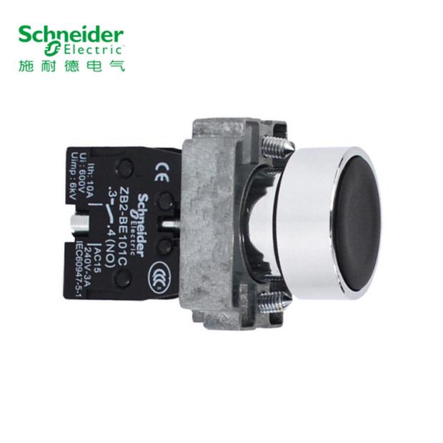 施耐德黑色平头自复按钮XB2BA21C