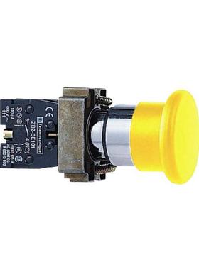 施耐德黄色40mm22蘑菇头弹簧复位按钮XB2BC51C=ZB2BZ101C+ZB2BC5C