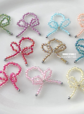 多喜商店【小小艺术家】芭蕾少女风小米珠蝴蝶结指环彩色串珠戒指