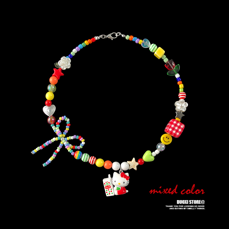 多喜商店【CALL ME】请致电你的小猫kt短款锁骨链蝴蝶结凯蒂项链