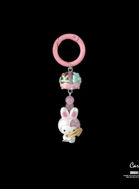 多喜商店【Hello Kitty】粉色钥匙扣稻草kt猫糖果相机挂件手机链