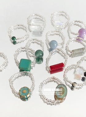 女串珠少女风简约透明串珠戒指