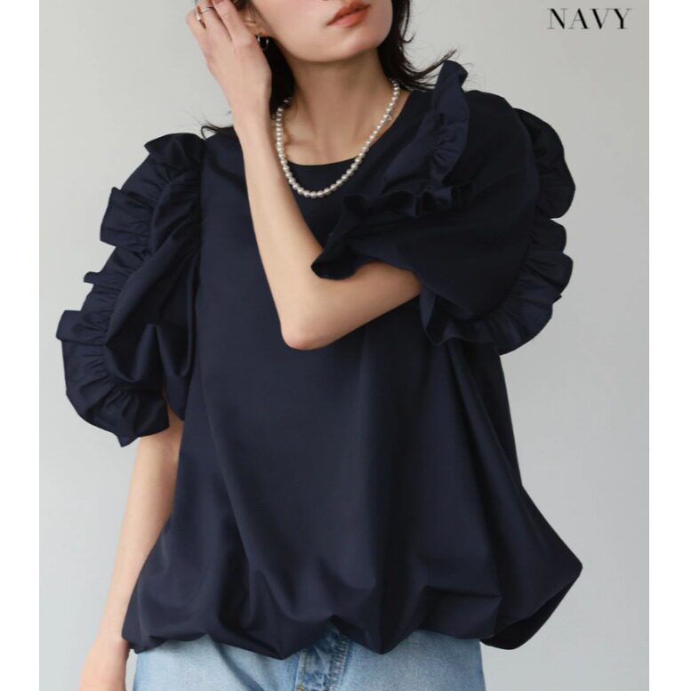 跨境外贸日系宽松甜美减龄短袖口荷叶边拼接泡泡袖蓬蓬衬衫上衣女