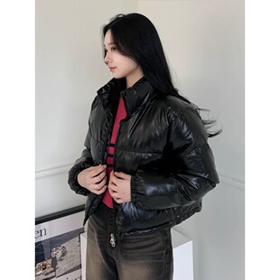韩国ins立领亮面休闲百搭短款面包服夹克棉衣棉服外套2026冬季女