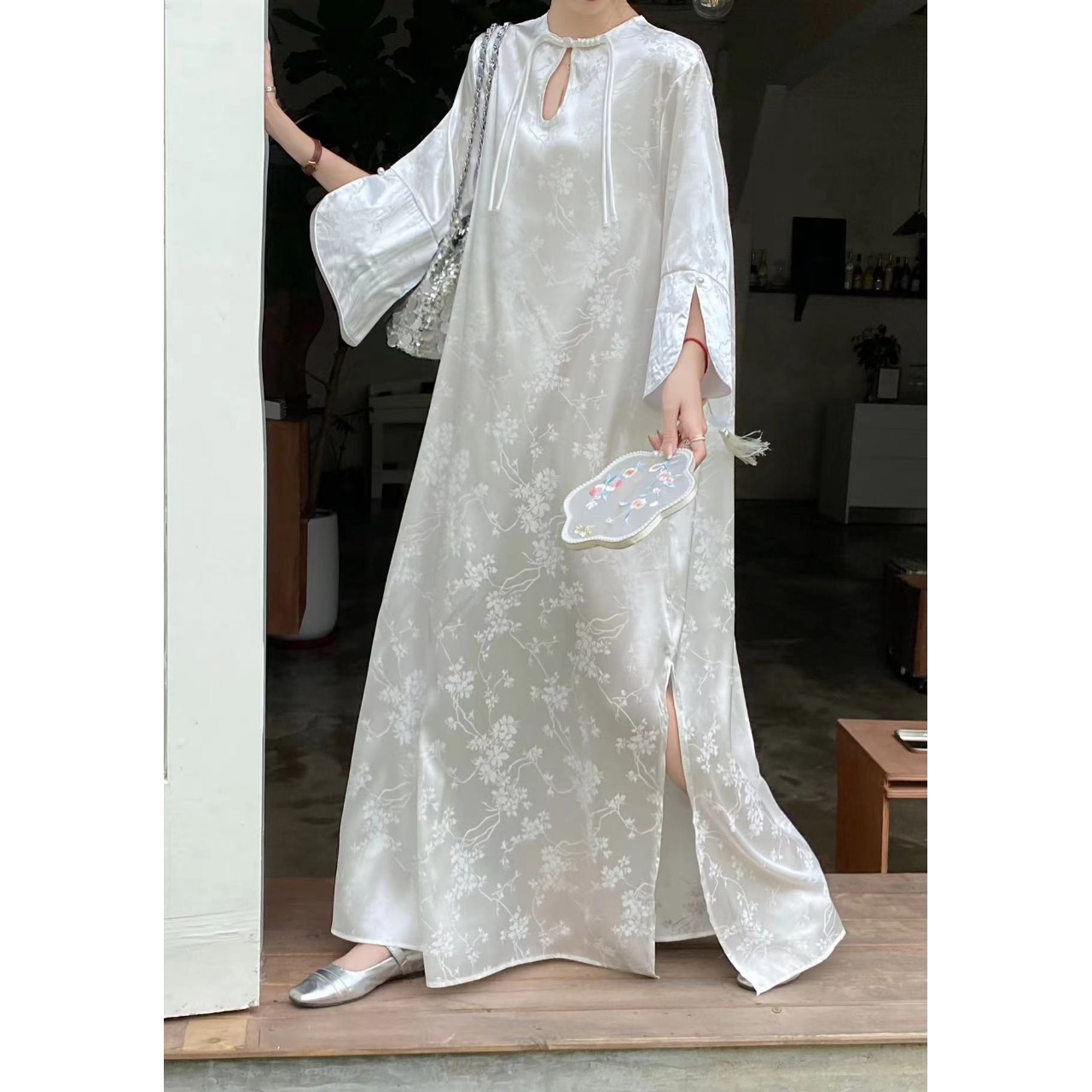 跨境外贸2024夏季新款新中式小众设计宽松显瘦连衣裙女长裙