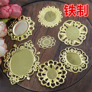 金银铜三色椭圆钻托 美人头托 铁制压花花片 diy新娘发饰皇冠配饰