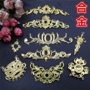 合金镂空宝剑吊坠醒狮双吊长条花藤树藤古风前缀片 七叶草diy发饰