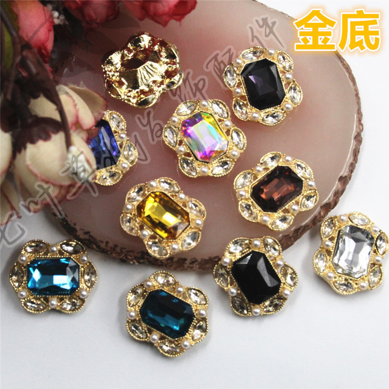 （金底）21*25mm合金镶珍珠镶钻