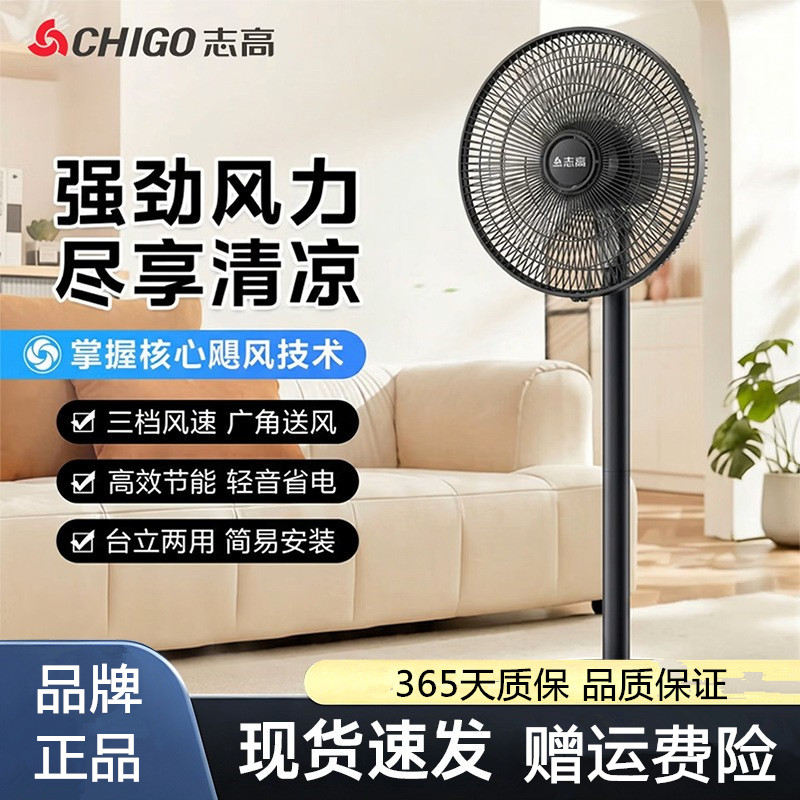 志高电风扇落地扇家用摇头音静