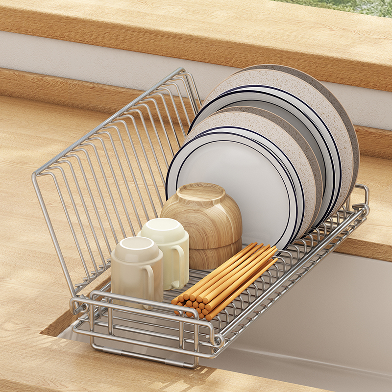304不锈钢厨房碗碟架可折叠水槽上方碗盘锅具筷子收纳沥水置物架