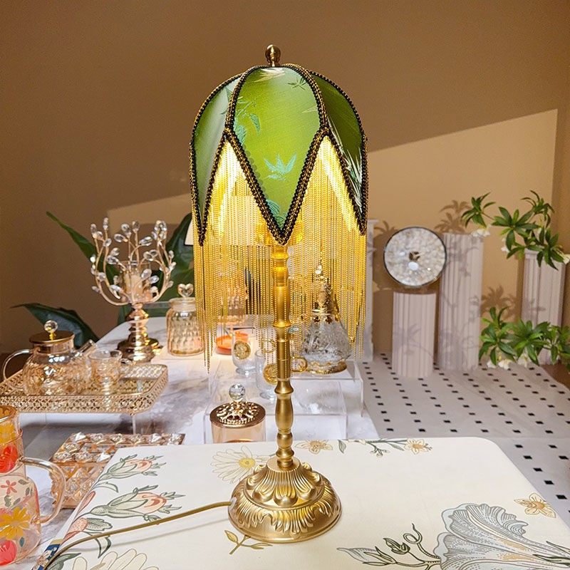 美式流苏复古台灯高级感客厅摆件法式轻奢床头氛围台灯装饰灯卧室