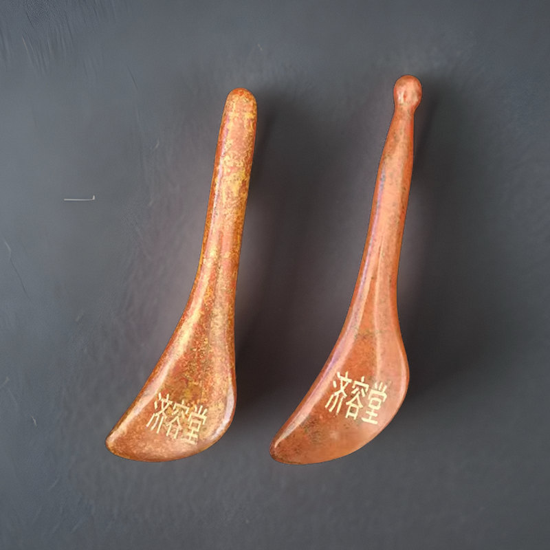 泗滨砭石刮痧板眼部脸部点穴棒按摩泗水红砭石天然能量石拨筋棒